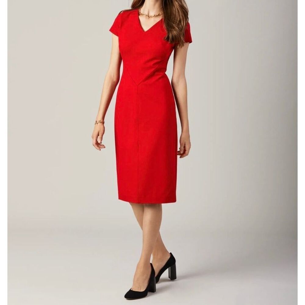Brooks Brothers Women’s Red Ponte Knit Sheath Dress Size 12 NEW